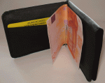 Dollarclip mit 1 M�nzfach und 1 Coinfach, 8 Kreditkartenf�cher, 1 Geldscheinclip, Gr��e ca. 8,5 x 11 cm, Farbe Schwarz, Rind-Leder