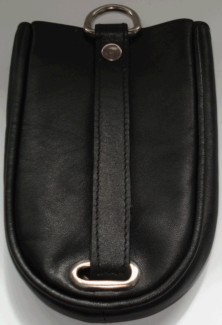  Megagroße Schlüsselglocke, Voll-Rind-Leder, für viele  und lange Schlüssel, Farbe schwarz, Schlüsseltasche in Form einer Glocke