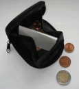 Reißverschluß-Münz-Tasche, Echtes Leder, Farbe schwarz, Mano