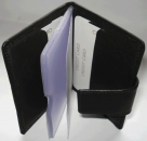 Scheckartenmappe, RFID-Schutz, Visitenkartenmappe, Scheckkartenetui mit Verschluss, Echtes Leder, Farben schwarz + rot, Größe ca. 10 x 7,5 cm