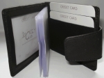 Kreditkartenmappe mit Verschluss, Kreditkartenetui, Visitenkartenetui mit Verschluss, Rind-Leder, Farbe schwarz + rot, Größe ca. 10 x 7,5 cm, RFID-Schutz
